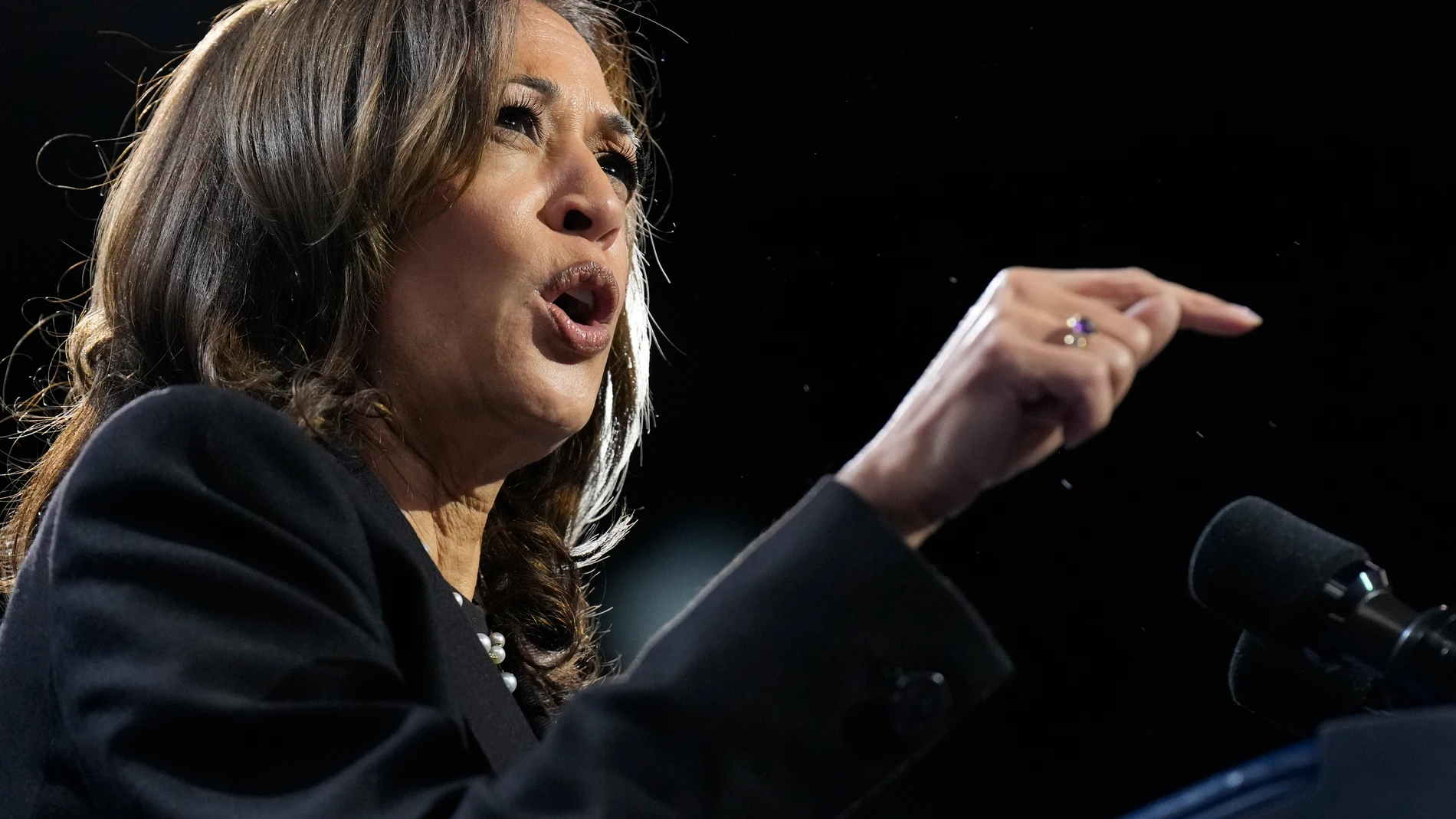 Democratic presidential nominee Vice President Kamala Harris speaks during a campaign rally at Erie Insurance Arena, in Erie, Pa., Monday, Oct. 14, 2024. (AP Photo/Jacquelyn Martin)