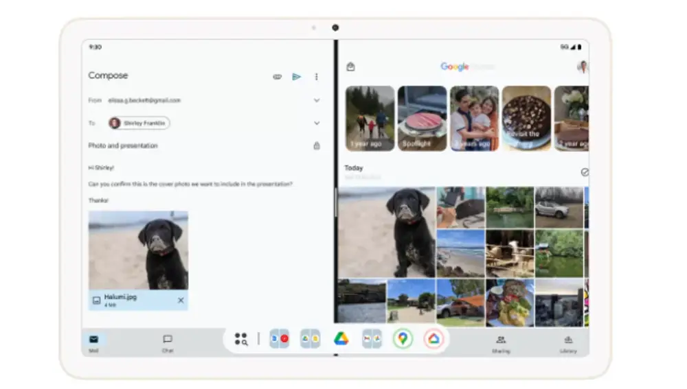 Barra de tareas con emparejamiento de apps.