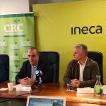 El presidente de Ineca, Ignacio Amirola, en el centro, en la rueda de prensa de hoy en Alicante