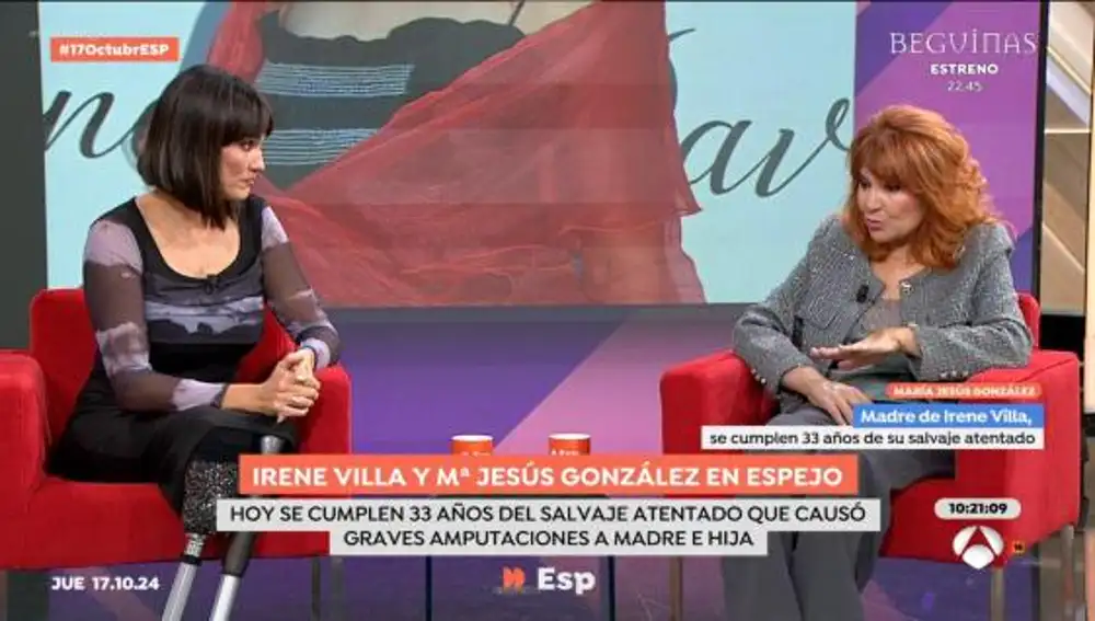 Irene Villa y María Jesús González en el plató de 'Espejo Público'