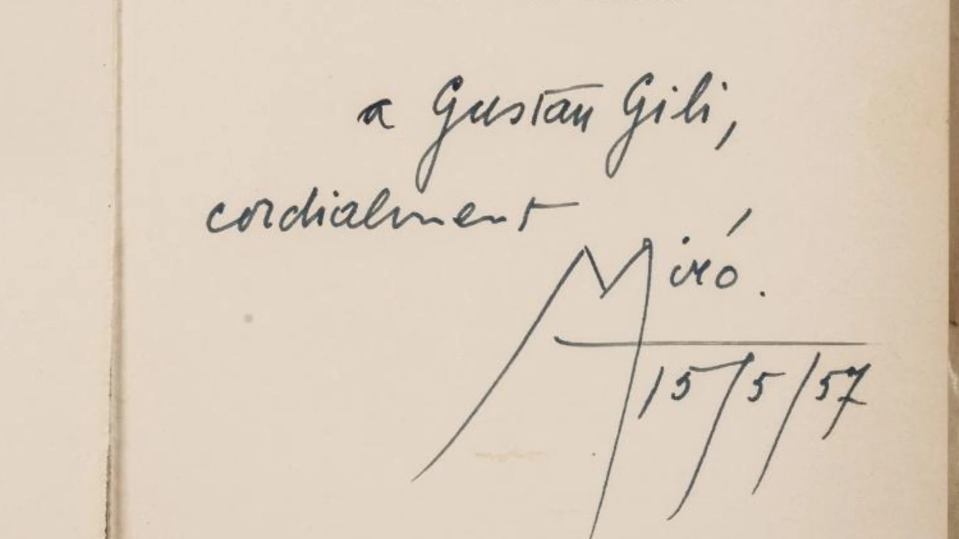 Una dedicatoria de Joan Miró al editor Gili