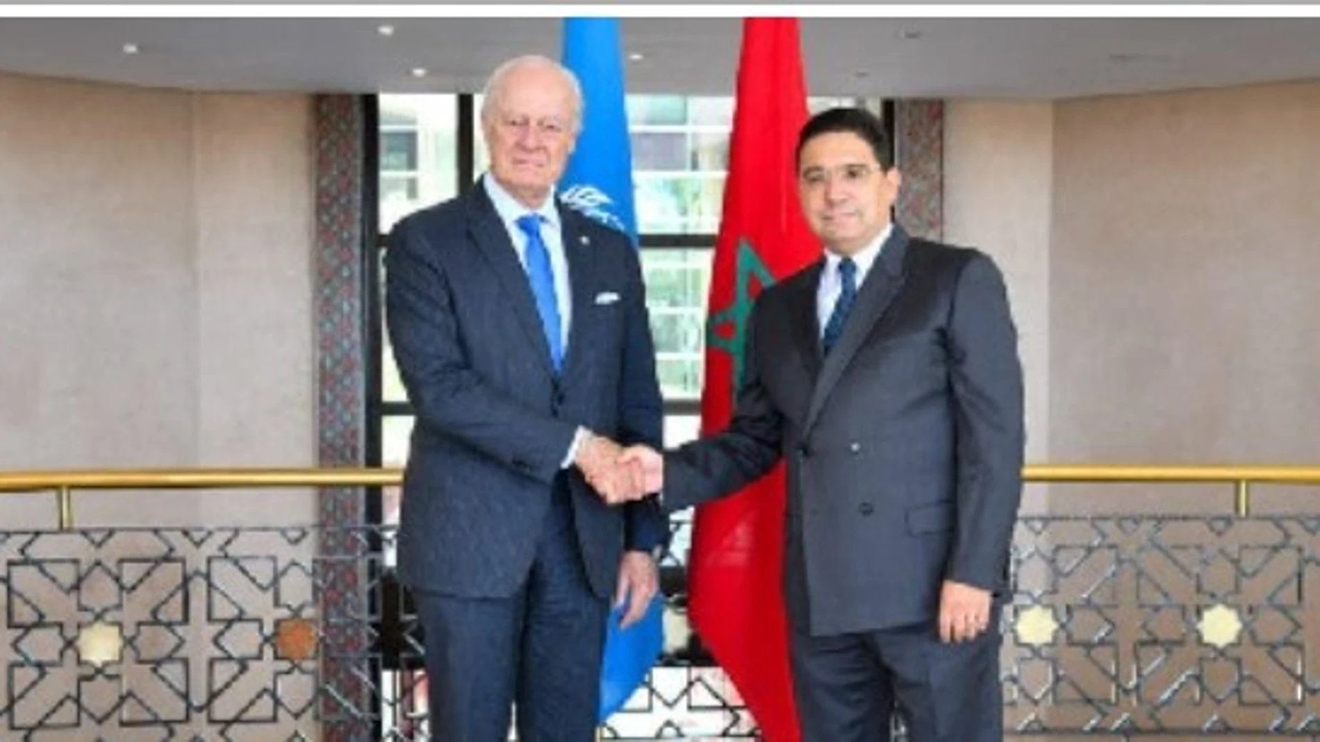 Mistura con el ministro de Asuntos Exteriores marroquí Bourita