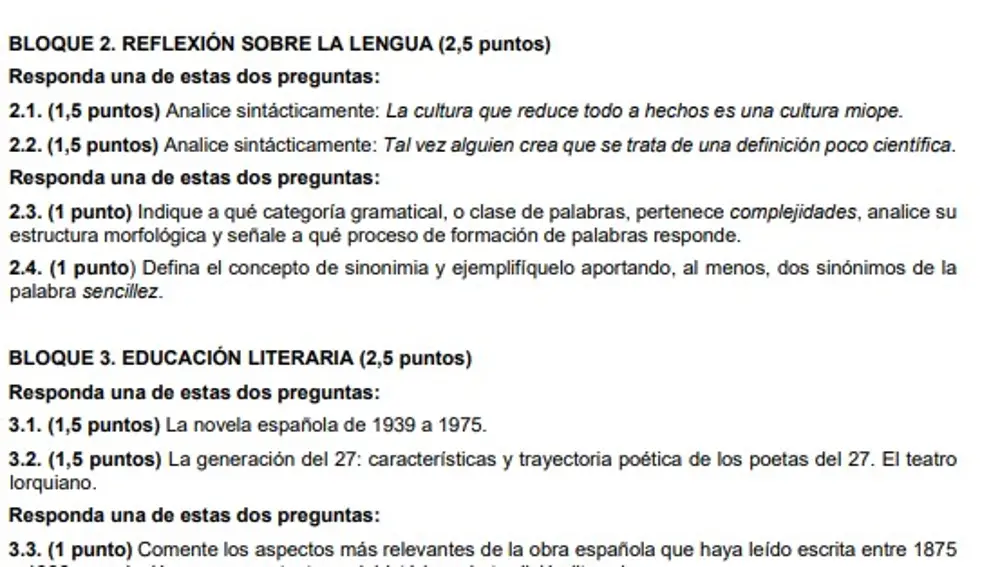 Modelo examen lengua Evau 2025