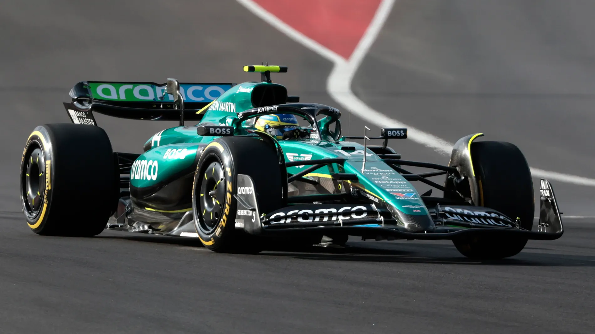 Austin (United States), 18/10/2024.- Fernando Alonso of Spain for Team Aston Martin in action during the Qualifyfing for the Sprint race in Austin, Texas, USA, 18 October 2024. The 2024 Formula 1 United States Grand Prix is held at the Circuit of the Americas on 20 October. (Fórmula Uno, España, Estados Unidos) EFE/EPA/JOHN MABANGLO