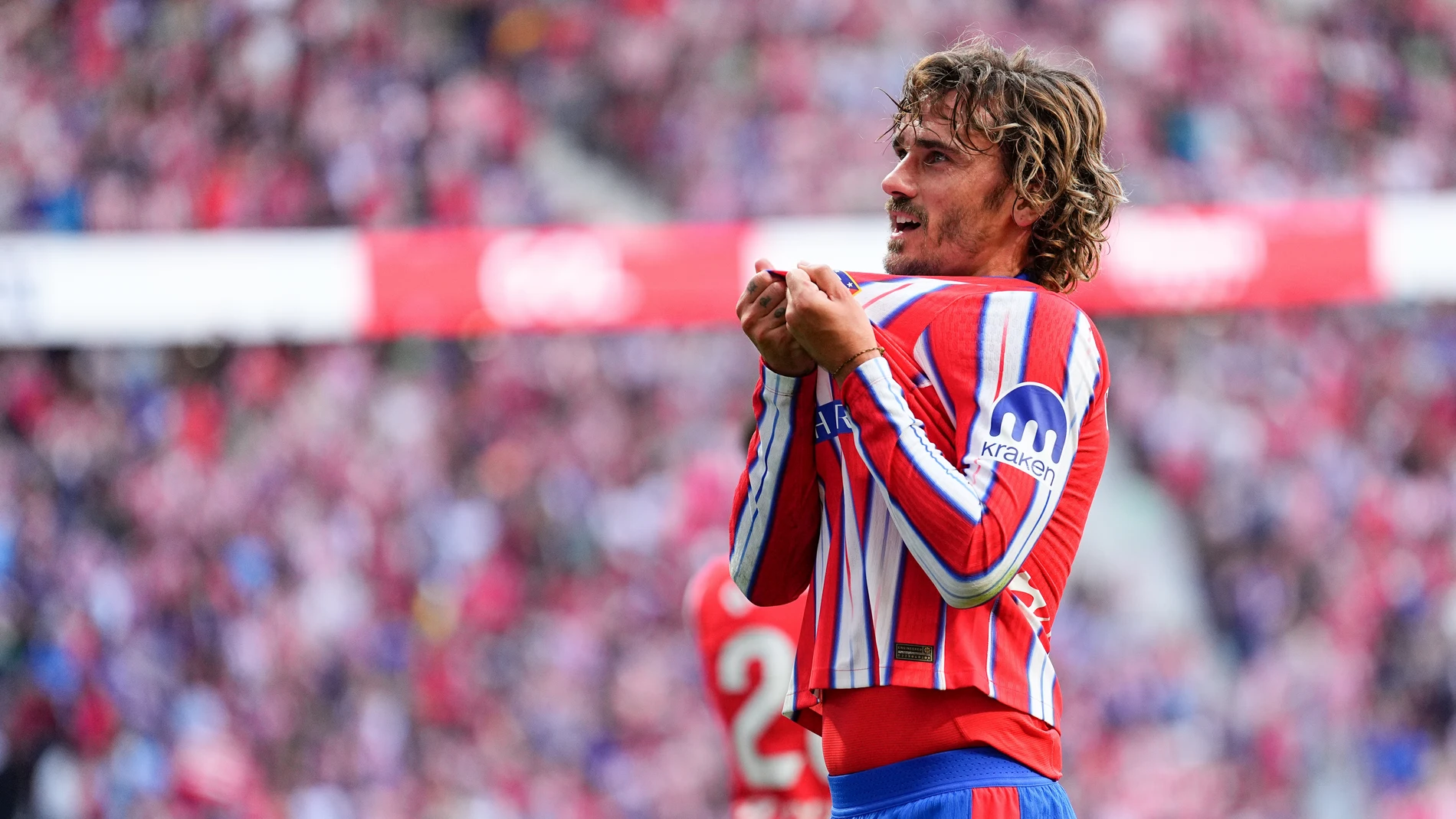 Antoine Griezmann of Atletico de Madrid celebrates a goal at Riyadh Air Metropolitano stadium on October, 2024, in Madrid, Spain.AFP7 20/10/2024 ONLY FOR USE IN SPAIN