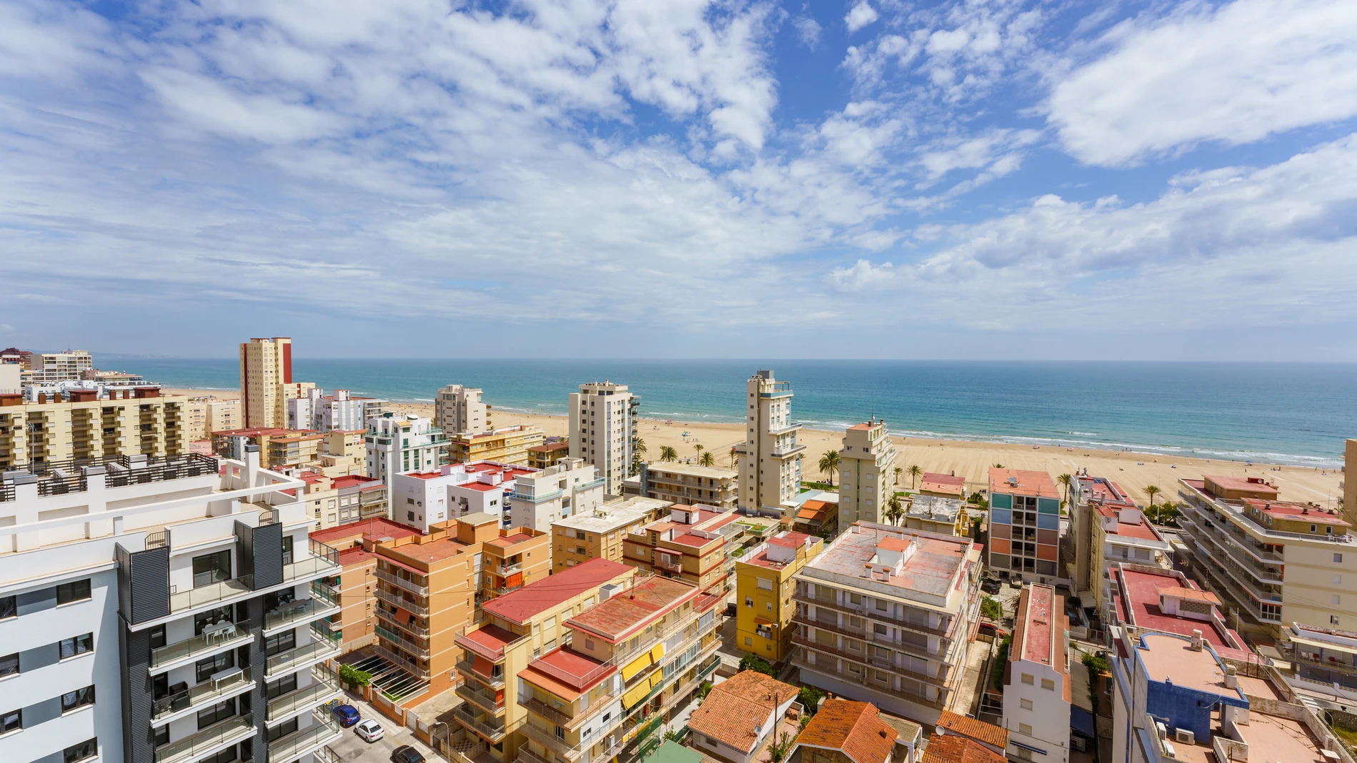 Vista panorámica de la playa de Gandía, Comunidad Valenciana