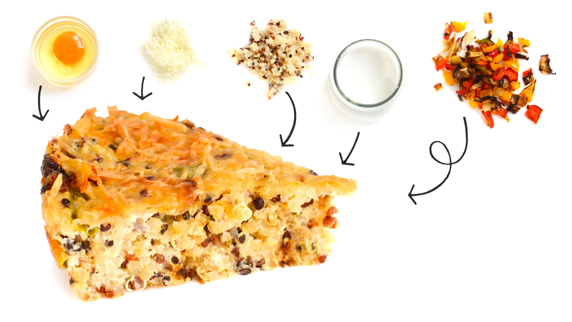 Ingredientes para hacer de tarta de quinoa y verduras