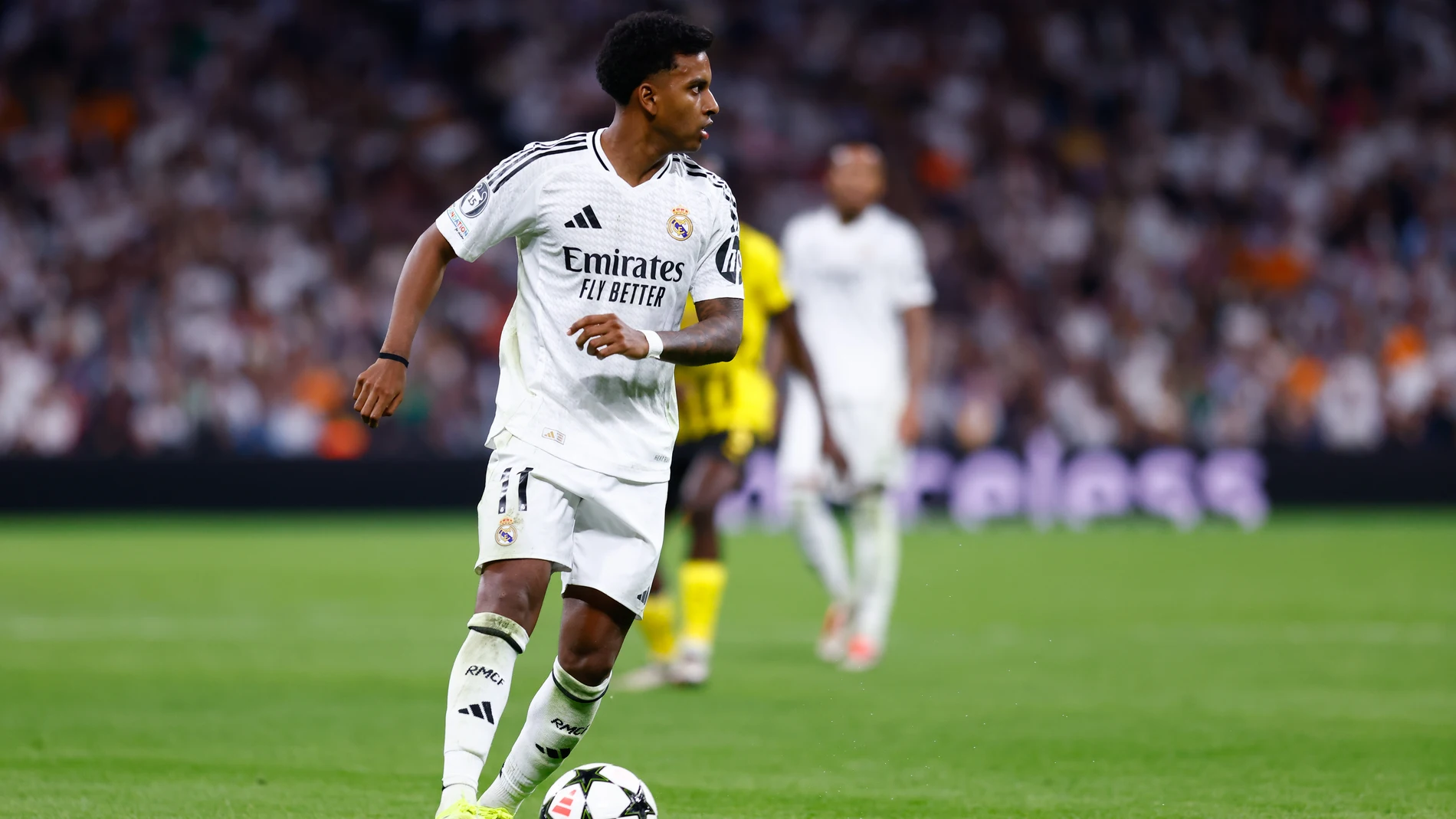 Rodrygo Goes of Real Madrid in action during the UEFA Champions League 2024/25 League Phase MD3 match between Real Madrid CF and Borussia Dortmund at Estadio Santiago Bernabeu on October 22, 2024, in Madrid, Spain. AFP7 22/10/2024 ONLY FOR USE IN SPAIN