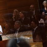 La presidenta de la Comunidad de Madrid, Isabel Díaz Ayuso, interviene durante una sesión plenaria en la Asamblea de Madrid, a 14 de marzo de 2024, en Madrid.