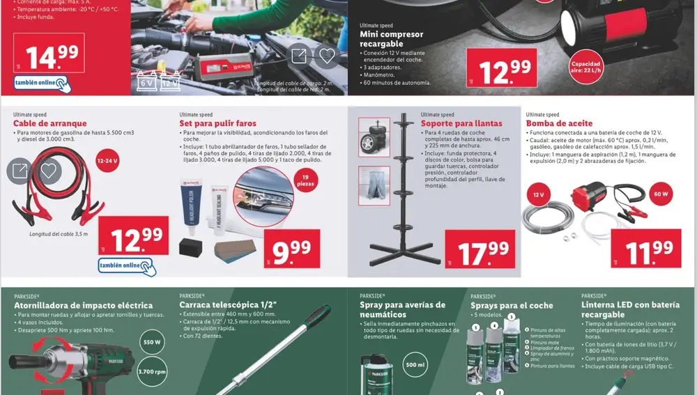 Productos disponibles el 25 de octubre