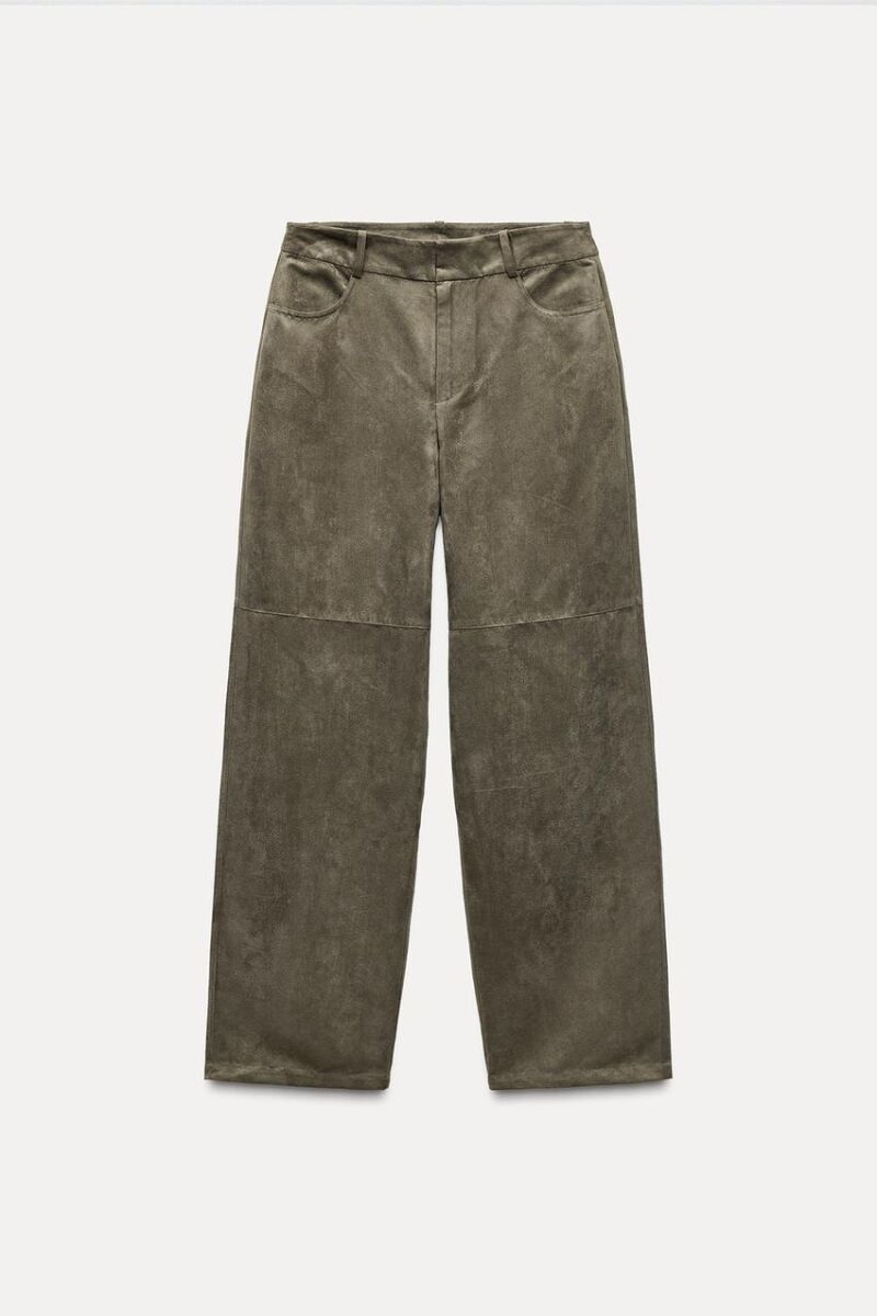 Pantalón recto efecto ante
