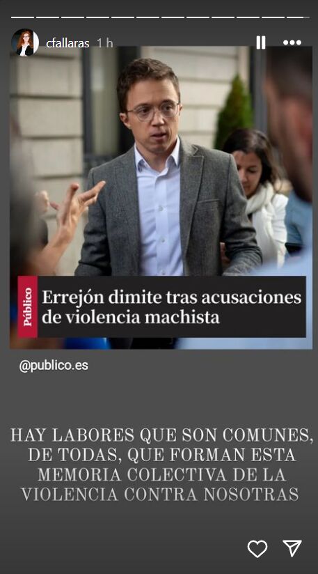 Cristina Fallarás celebra la dimisión de Errejón tras compartir el testimonio de la mujer anónima