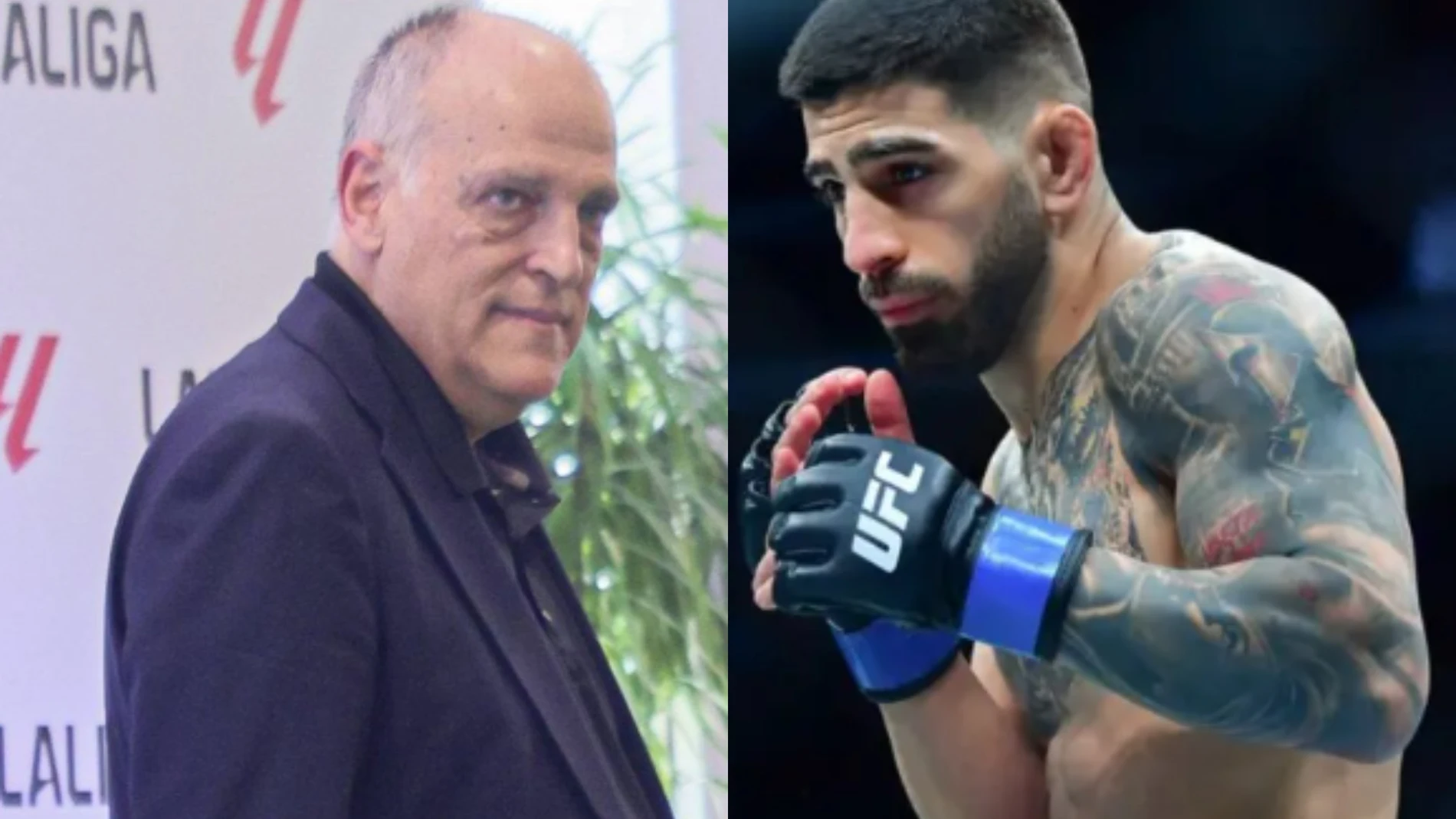 Javier Tebas e Ilia Topuria