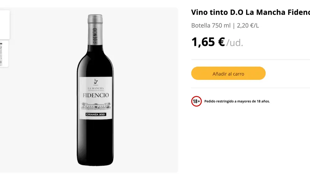 Vino tinto D.O La Mancha Fidencio crianza