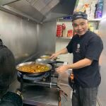 Binhui en su cocina