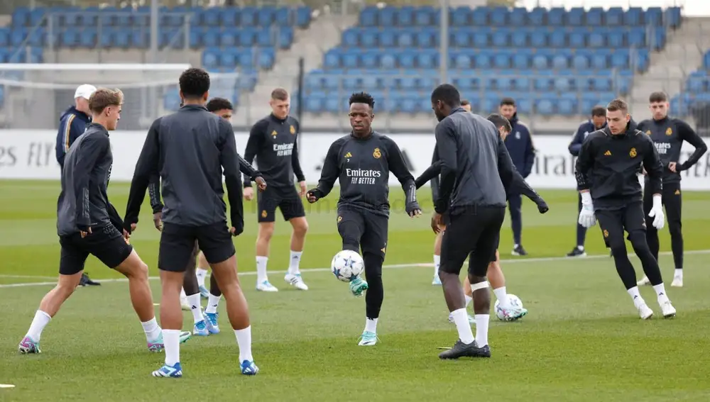 Jugadores del Real Madrid en un entrenamiento.