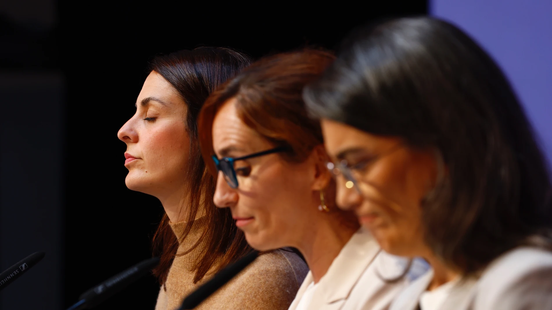 Rueda de prensa de MasMadrid por el escándalo de Iñigo Errejón. Intervienen Rita Maestre, Mónica García y Manuela Bergerot. © Jesús G. Feria.