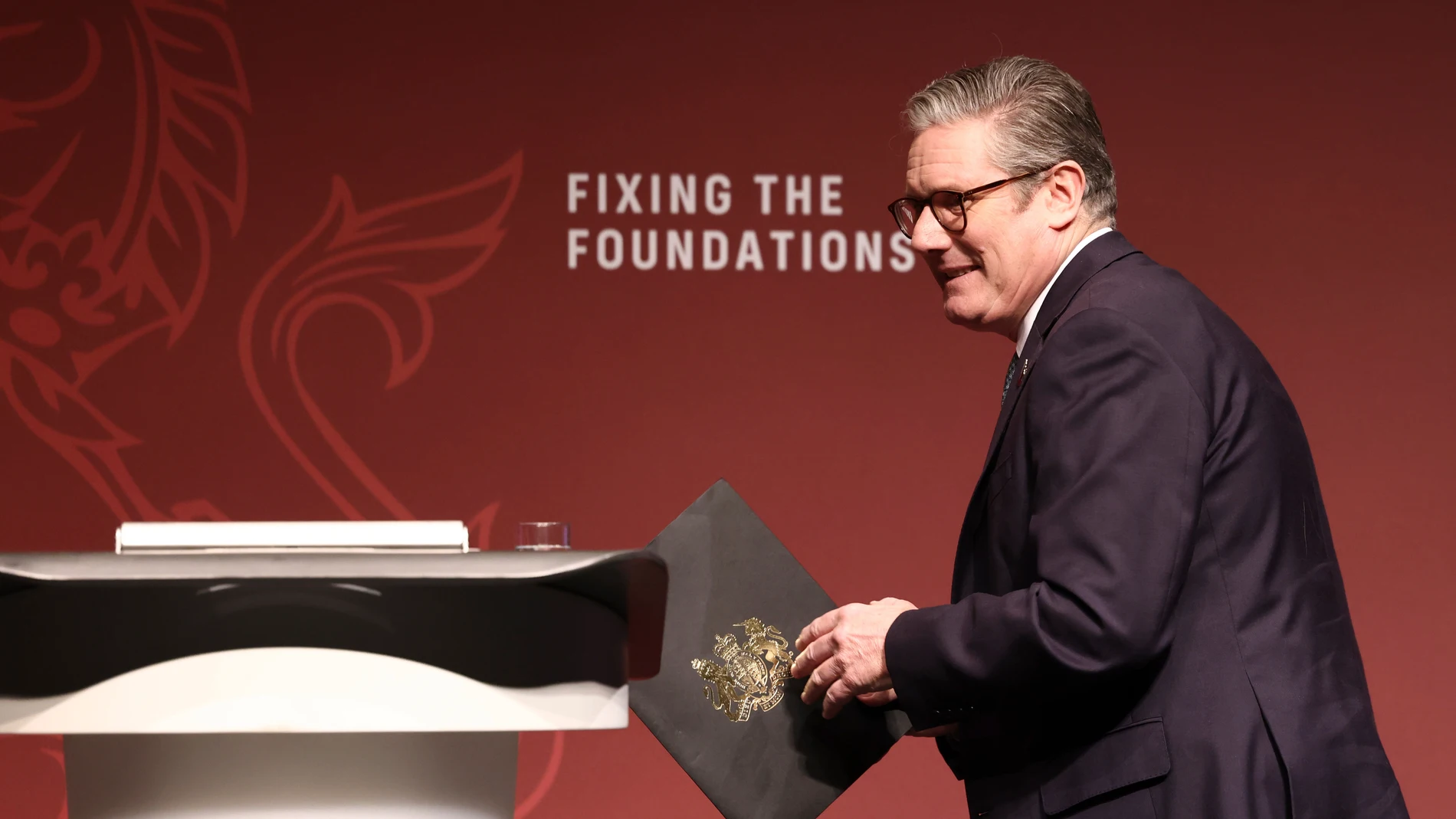 Britain's Prime Minister Prime Keir Starmer arrives to make a speak at an event in the West Midlands, England, Monday, Oct. 28, 2024. (AP Photo/Darren Staples)
