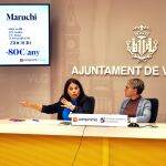 La edil Eva Coscollá, junto a la portavoz Papi robles y el concejal Sergi Campillo