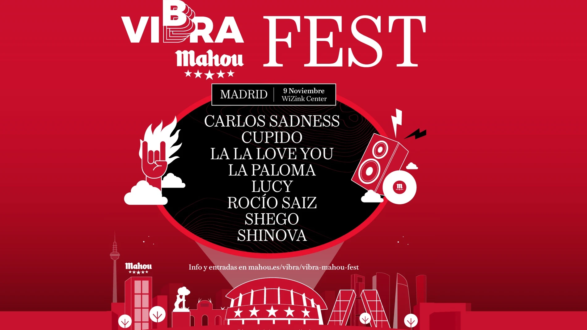 Cartel del Vibra Mahou Fest el 9 de noviembre en el Wizink