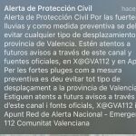 Mensaje transmitido a los dispositivos de la provincia de Valencia