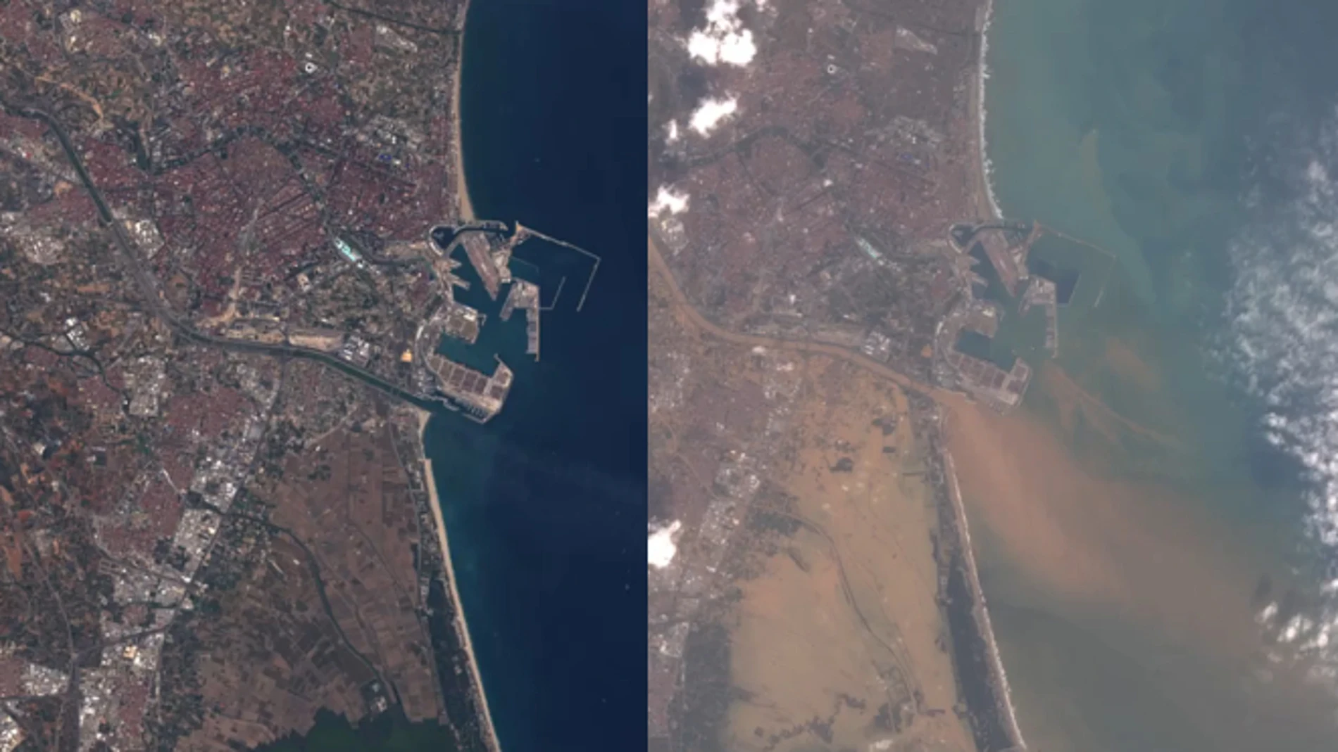 La NASA muestra el antes y el después del paso de la DANA por Valencia.