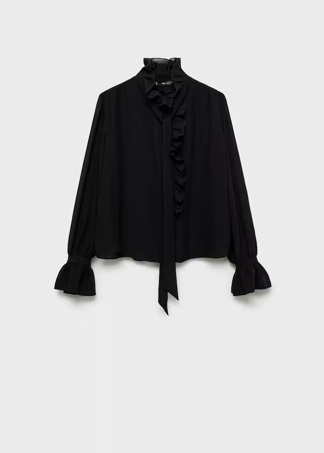 Blusa cuello alto volante
