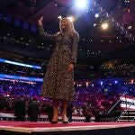 Former first lady Melania Trump arrives to speak at a campaign rally for Republican presidential nominee former President Donald Trump at Madison Square Garden.