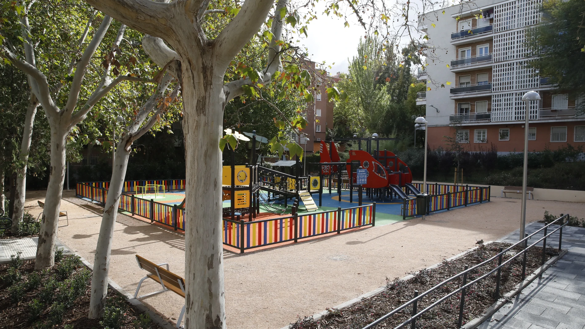 Zona infantil del nuevo parque de Albatana, en Hortaleza