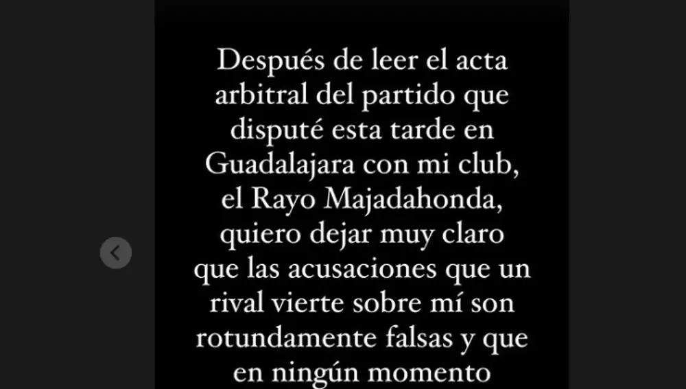 Mensaje de Gianluca Simeone en Instagram