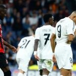 Mbappé se lamenta durante el partido ante el Milan