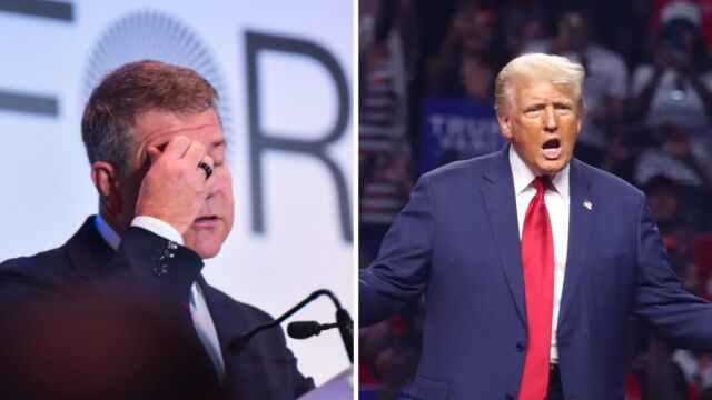 (i) El presidente de Castilla-La Mancha, Emiliano García-Page (d) El presidente de los Estados Unidos, Donald Trump