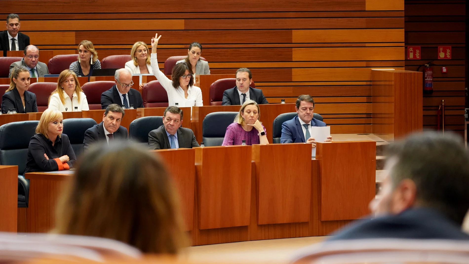 Bancada del Gobierno de Mañueco y el PP durante una de las votaciones