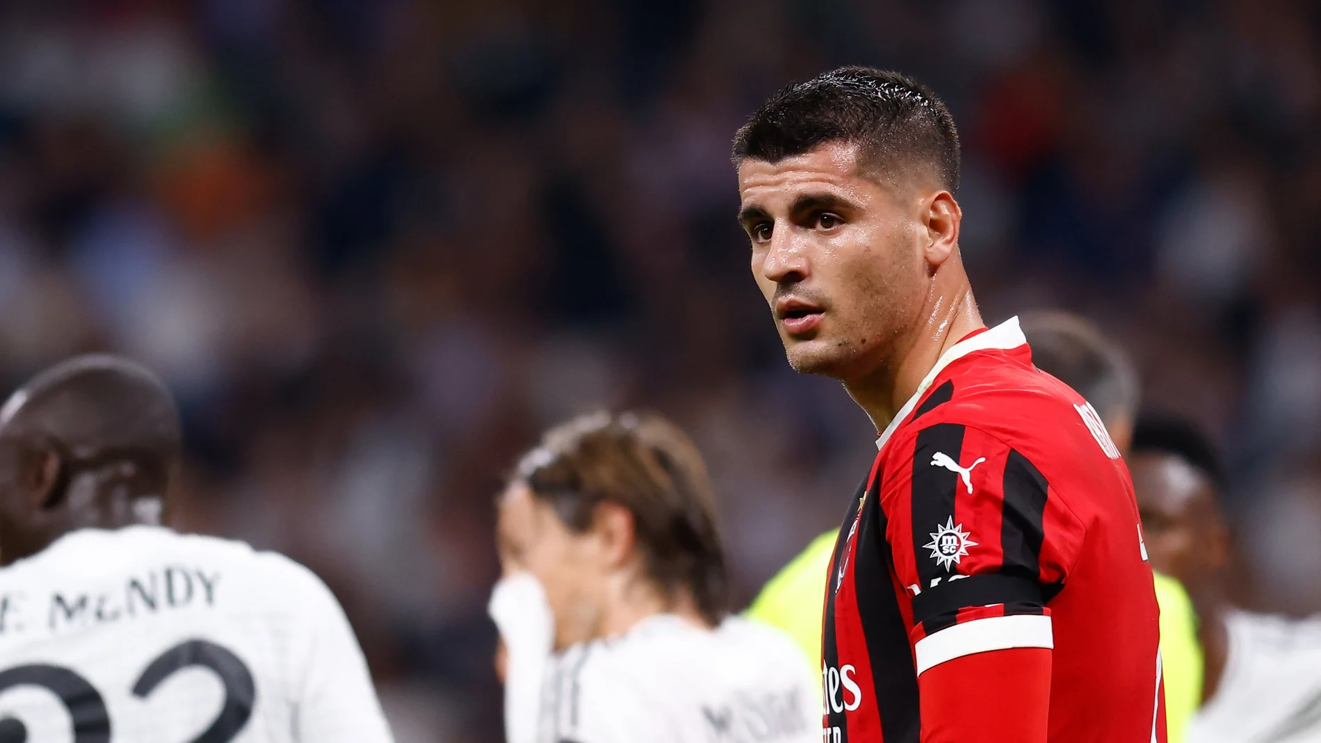 Álvaro Morata, en el último partido del AC Milan