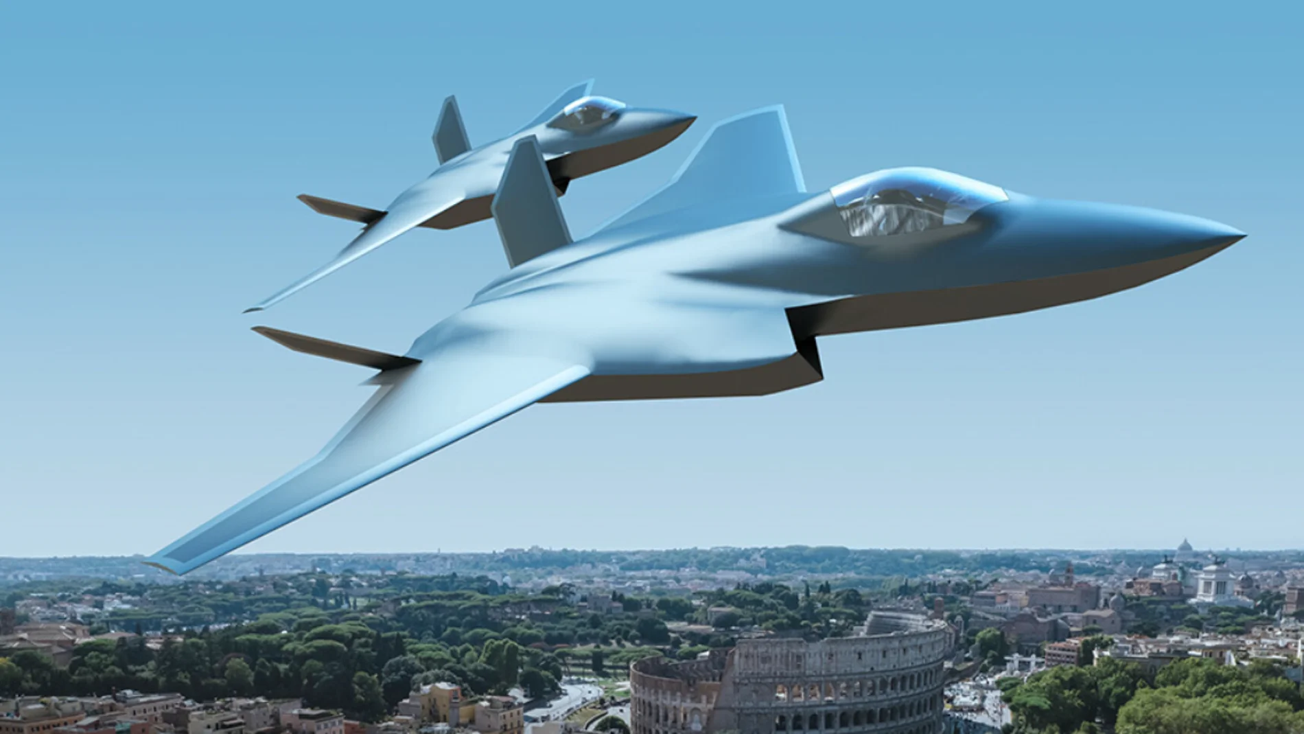 Modelo del futuro avión de combate del programa GCAP entre Italia, Japón y Reino Unido
