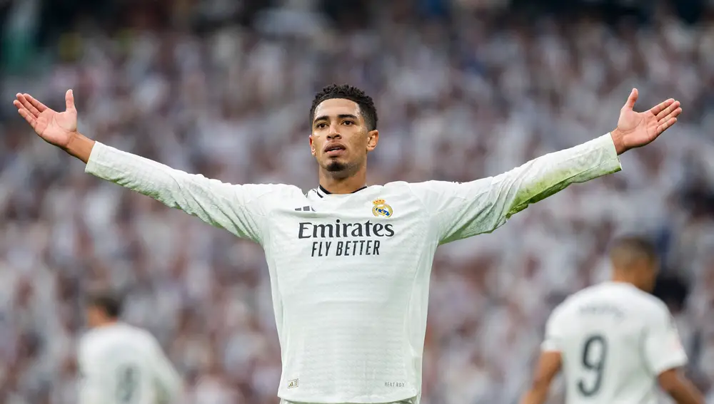 Jude Bellingham celebra un gol con el Real Madrid.