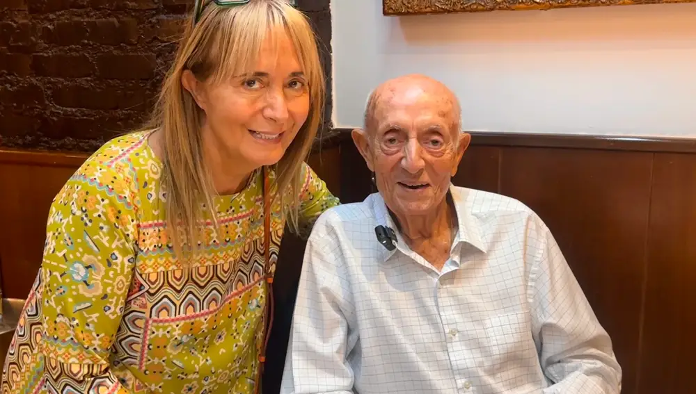 María Blázquez con su padre Lucio en Casa Lucio