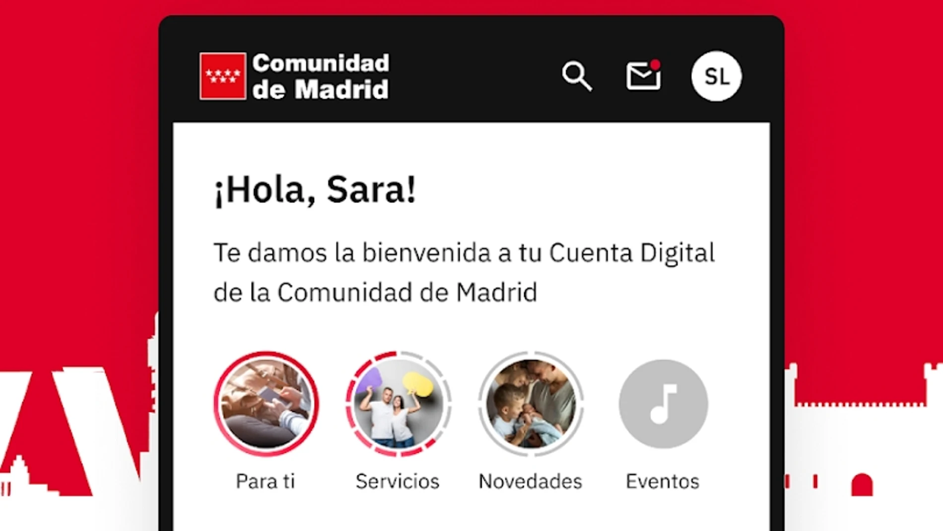 Captura de móvil con la aplicación de la cuenta digital de la Comunidad de Madrid