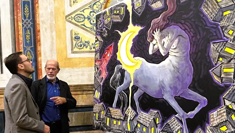 El concejal Ángel Fernández y el pintor Cecarelli