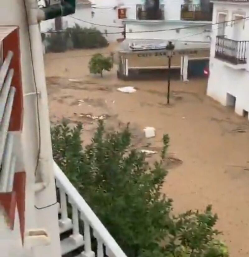 Localidad malagueña de Benamargosa inundada