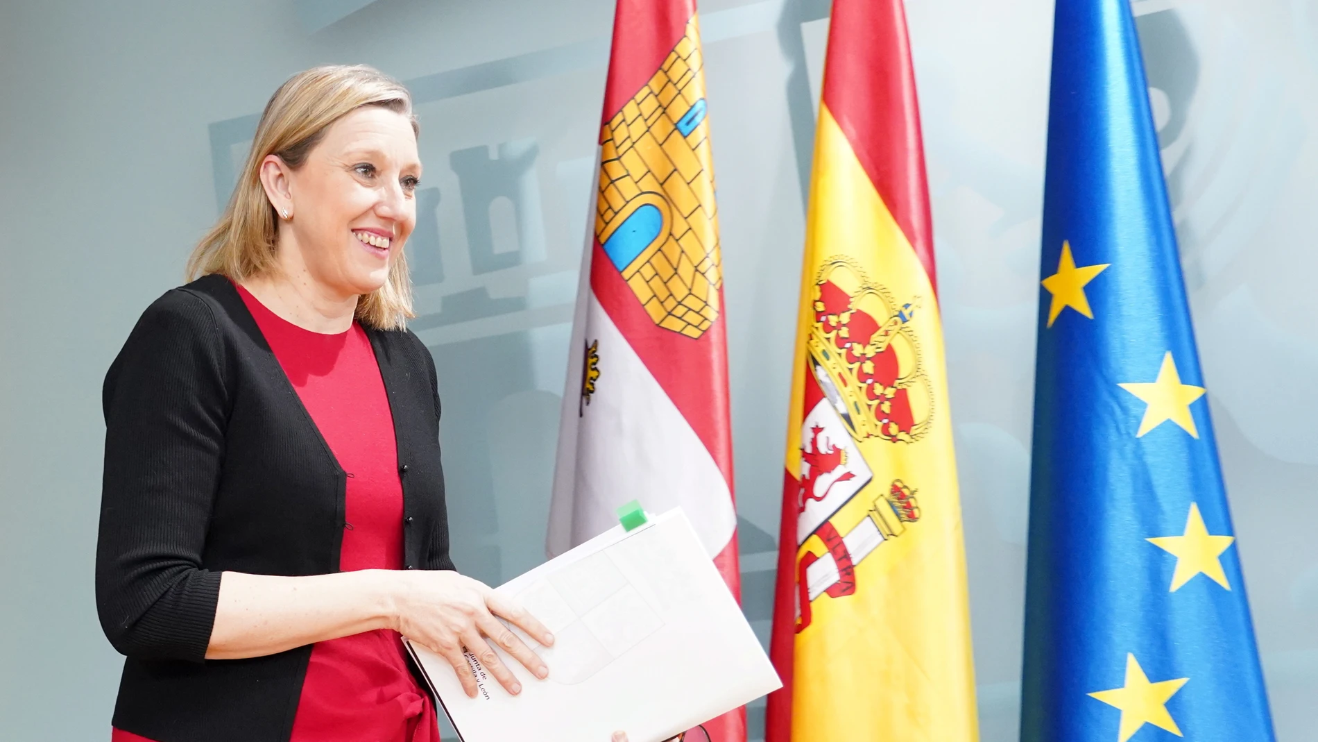 La vicepresidenta de la Junta, Isabel Blanco, antes de presentar el plan estratégico aprobado