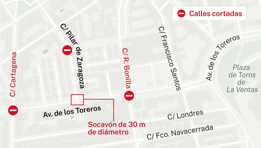 Socavón en Av. de los Toreros