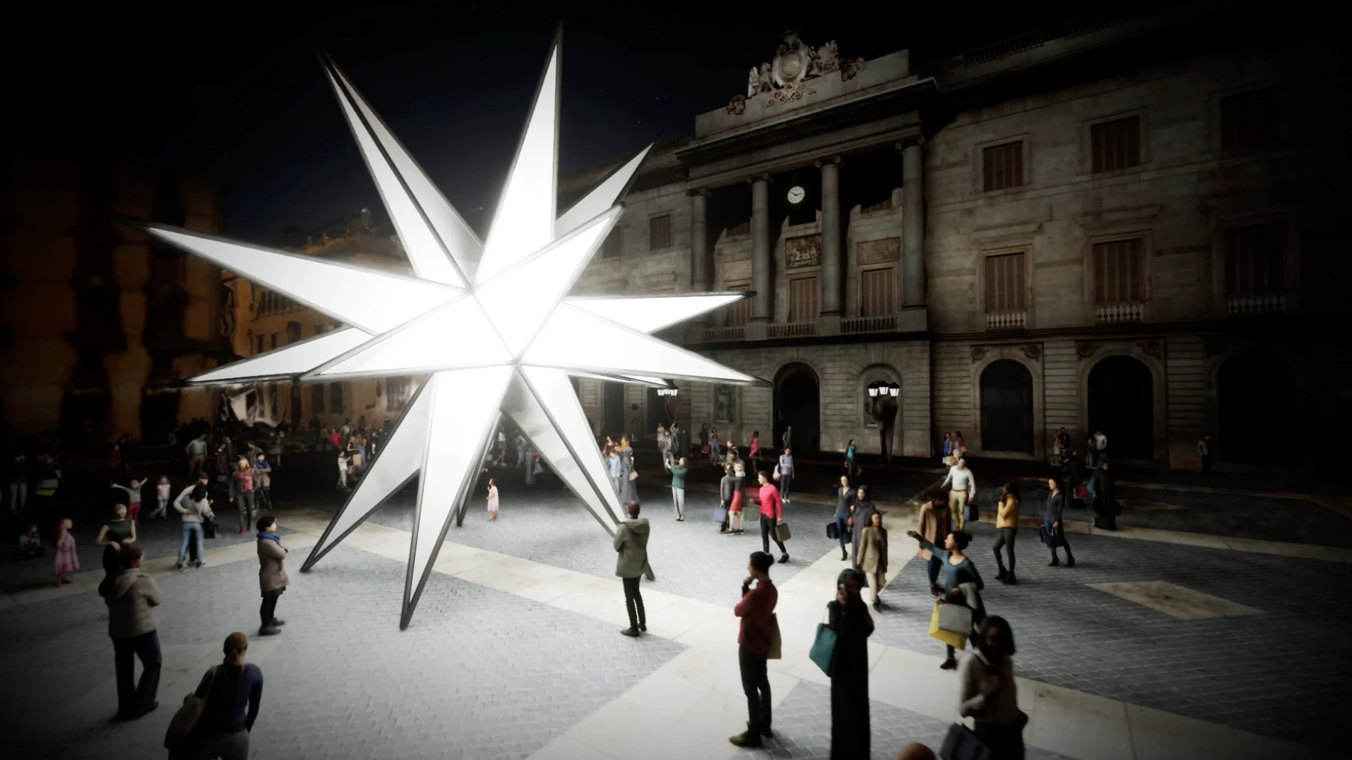 Imagen virtual de la estrella que sustituirá el pesebre en la plaza Sant Jaume