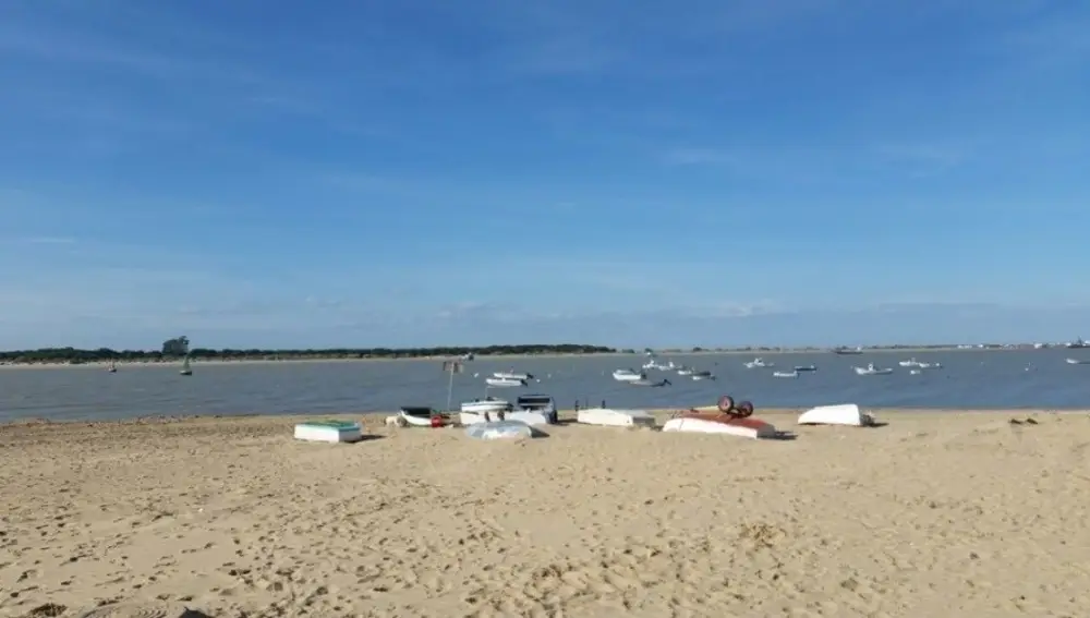 Desembocadura del río Guadalquivir en Sanlúcar de Barrameda (Cádiz)