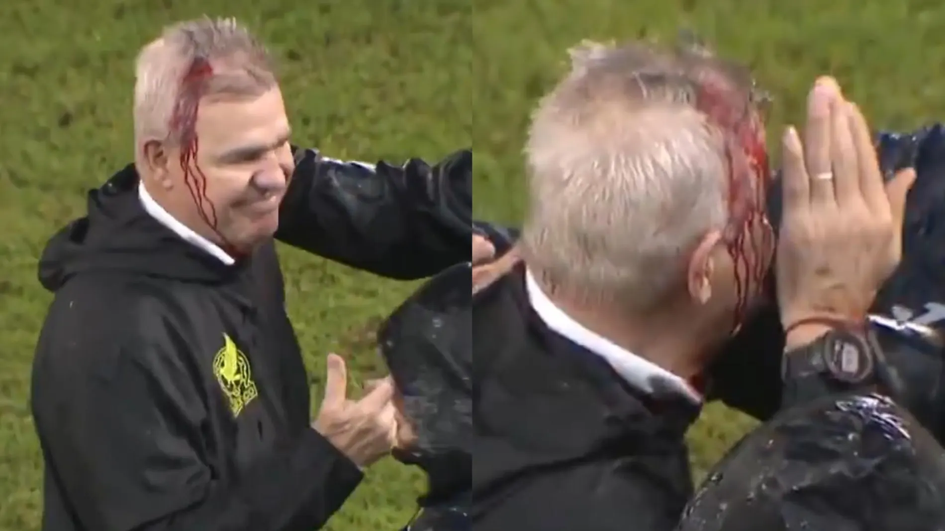 Momento en el que comienza el sangrado de Javier Aguirre
