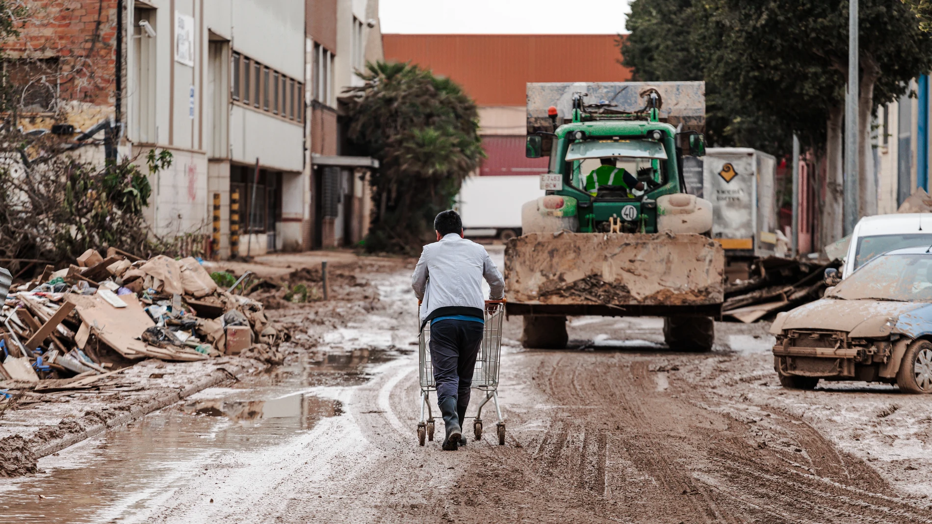 Una persona en una zona afectada por la DANA, a 16 de noviembre de 2024, en Sedaví, Valencia, Comunidad Valenciana (España). El tercer fin de semana tras la DANA, que el pasado 29 de octubre arrasó la provincia de Valencia y deja ya más de 200 víctimas mortales, comienza hoy sin alertas meteorológicas activas en toda la Comunidad Valenciana, con restricciones de movilidad en cuatro carreteras para facilitar el desplazamiento de los medios desplegados y el transporte público y con más 21.800 e...