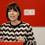 La secretaria general del PSPV-PSOE, la ministra Diana Morant, atiende a los medios de comunicación