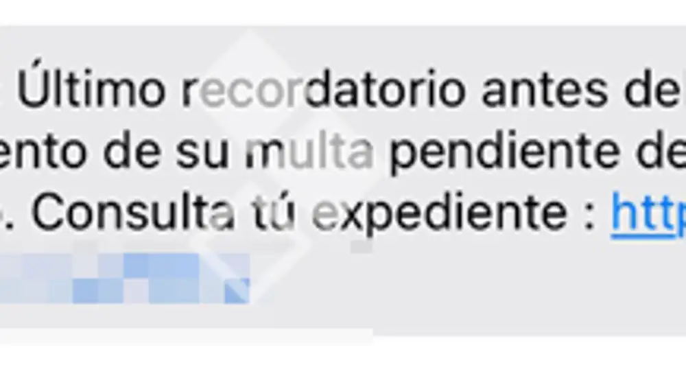 Mensaje de la estafa