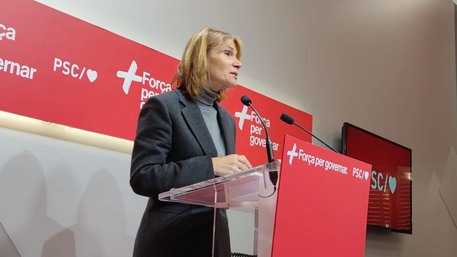 La viceprimera secretaria y portavoz del PSC, Lluïsa Moret, en rueda de prensa. EUROPA PRESS 18/11/2024