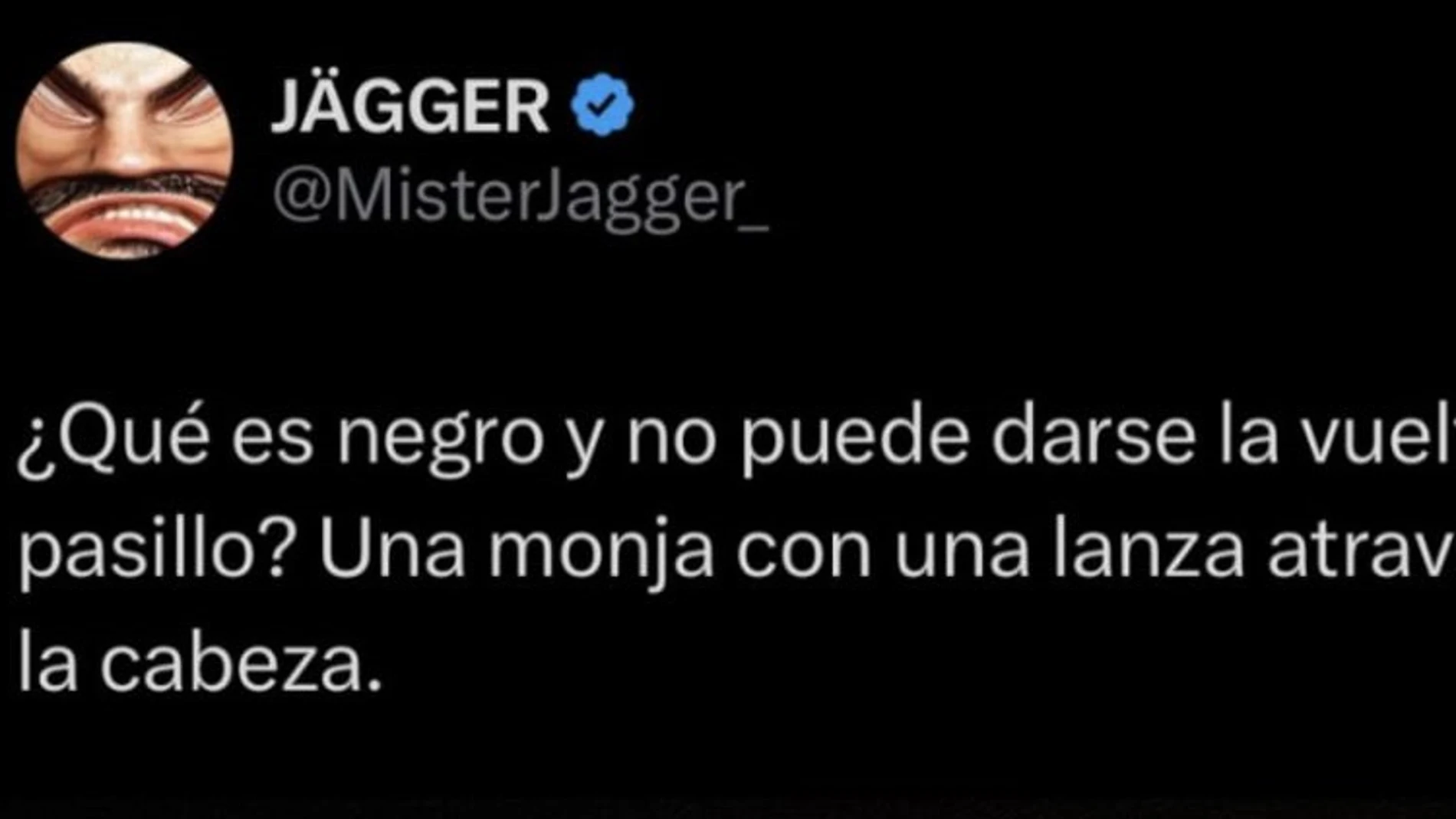 Uno de los tuits del creador de contenido Míster Jagger que ha llevado Abogados Cristianos ante la Justicia